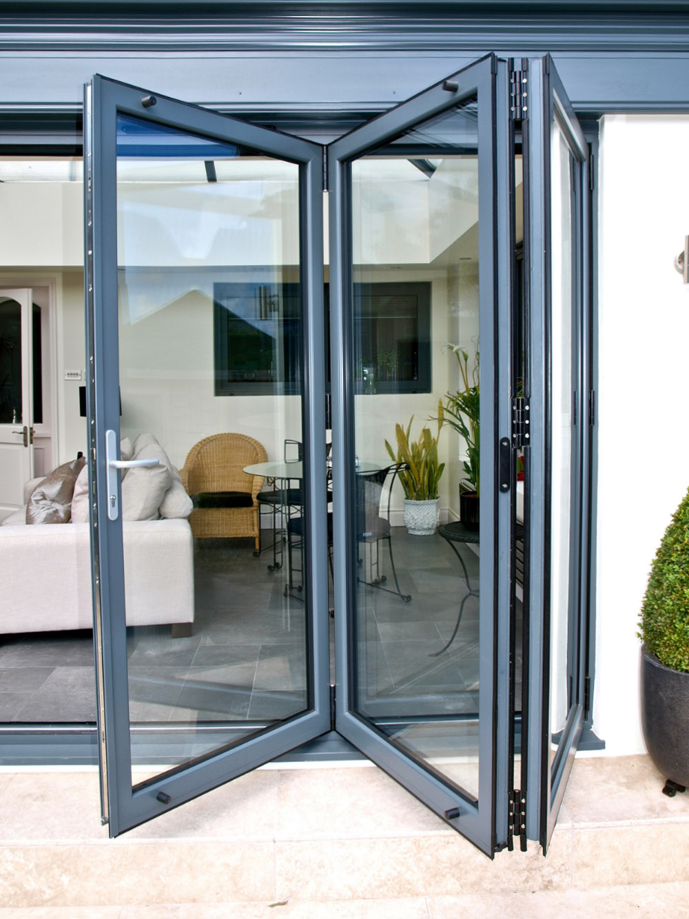 4m Grey Aluminium Bi-fold Doors