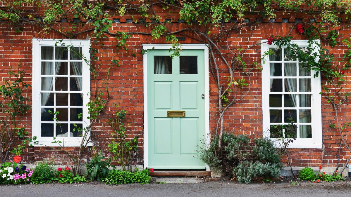 new front door - green in brick house