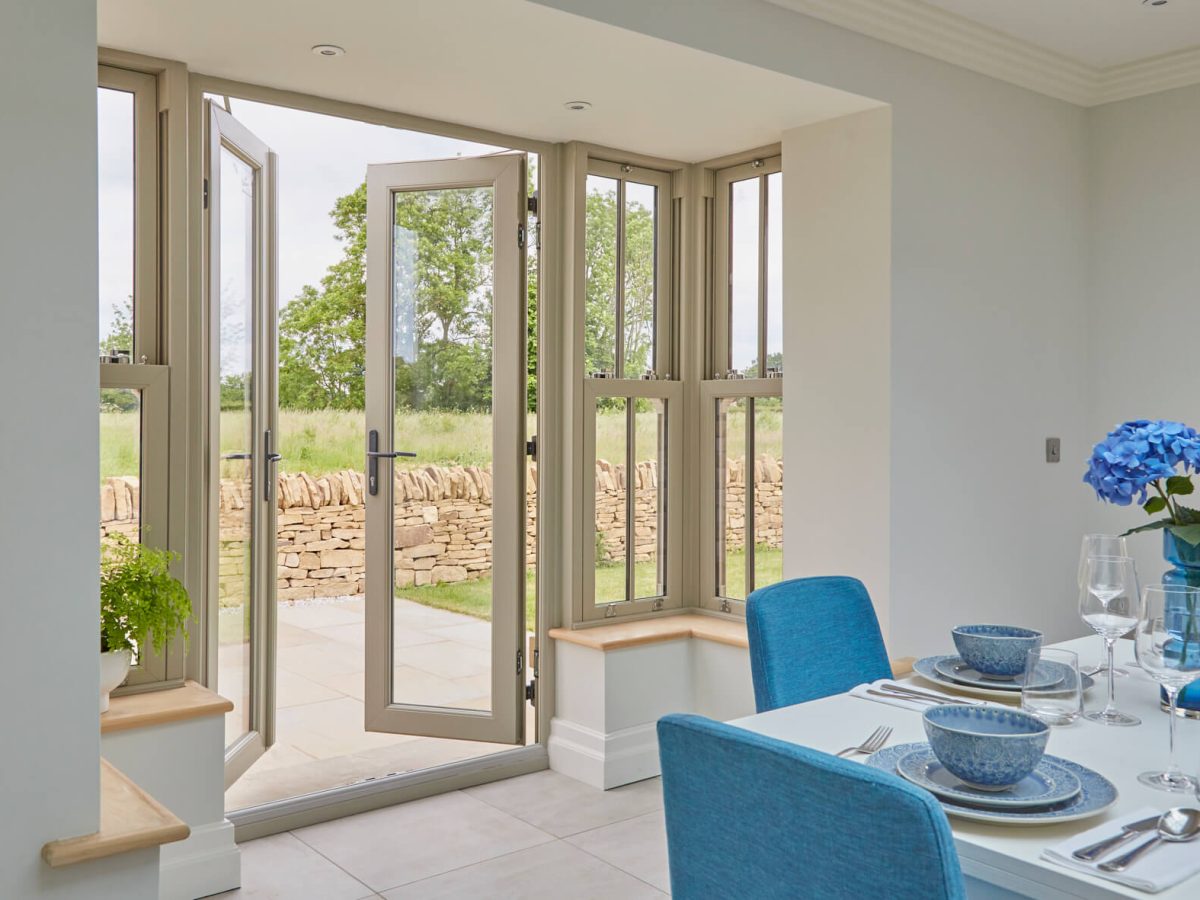 French doors Worcester with dining table