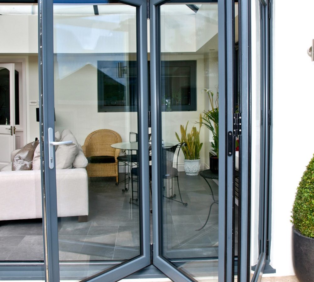 Aluminium bifold patio door open