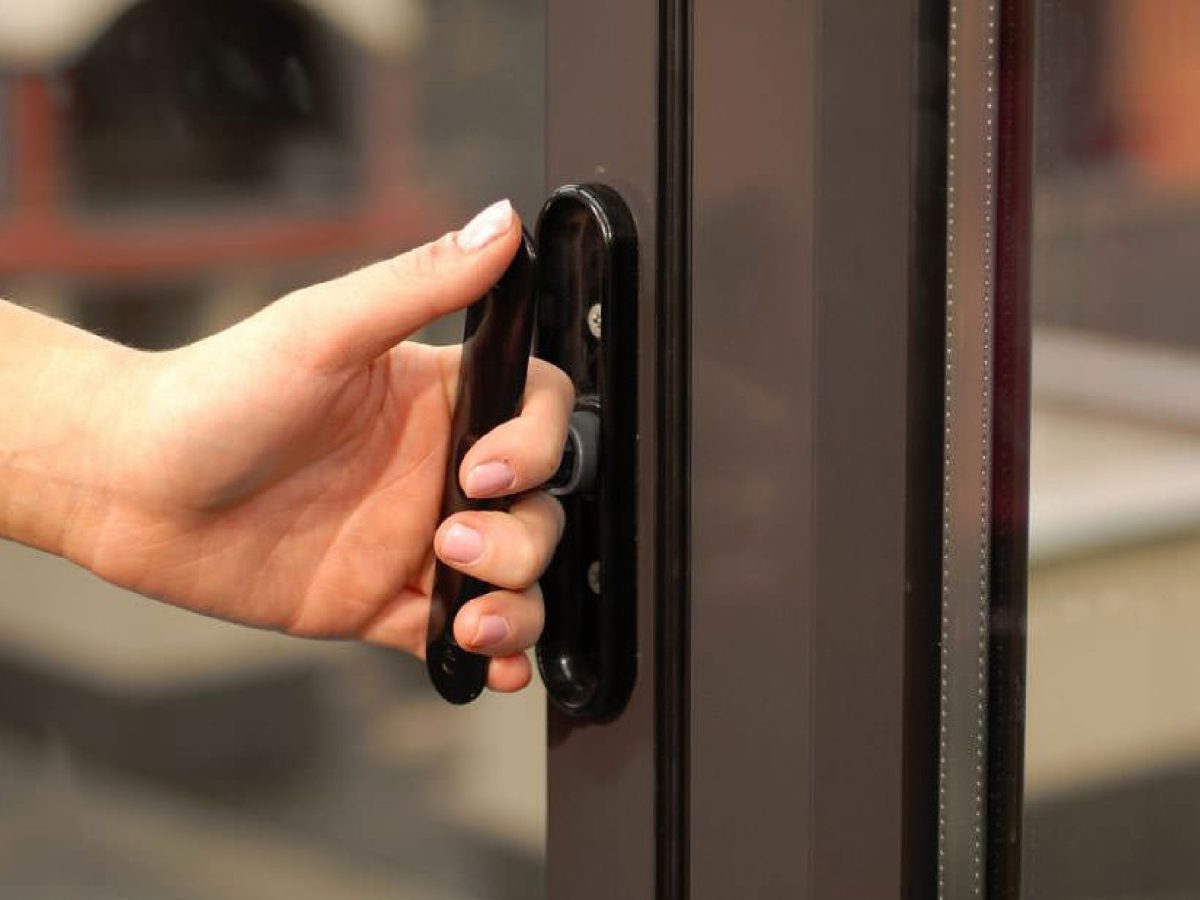 close up of a black bifold doors Kidderminster handle being opened