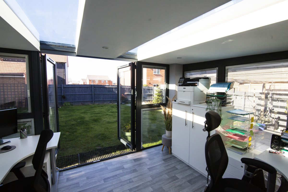 garden office - doors open onto lawn